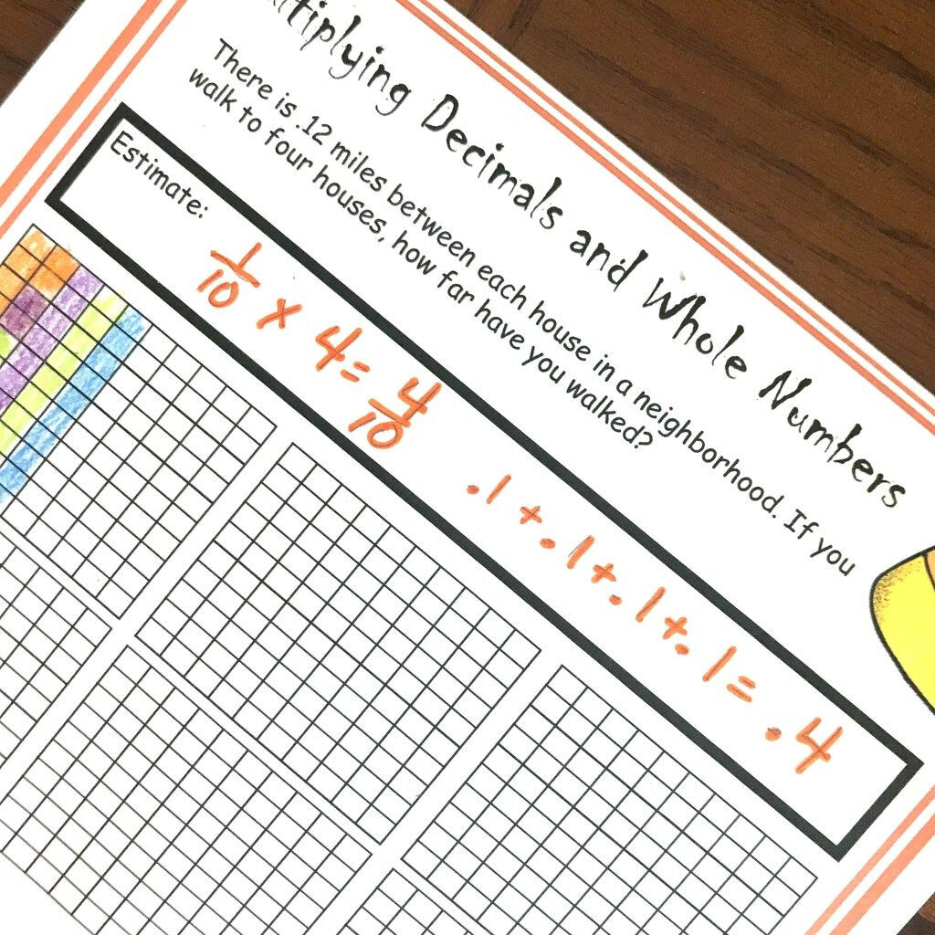 FREE Visual Worksheet For Multiplying Decimals By Whole Numbers 