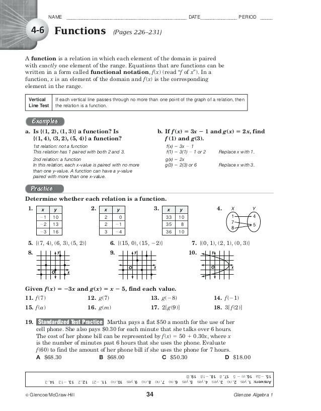 Glencoe Algebra 2 Worksheets Printable Worksheet Template