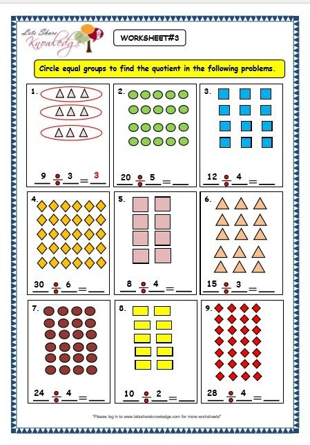 Grade 3 Maths Worksheets Division 6 2 Division By Grouping Math