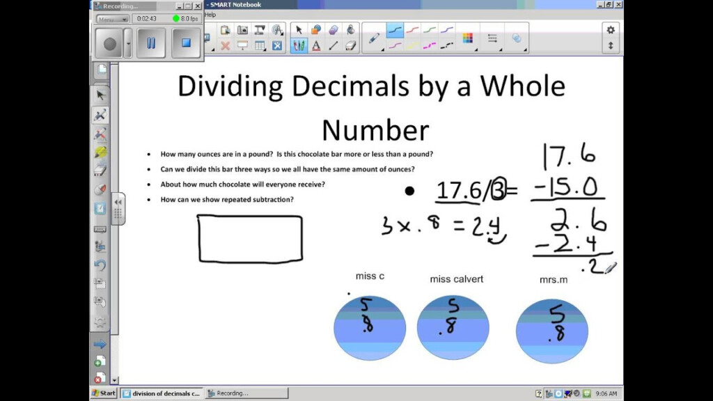 Grade 5 Dividing Decimals With A Whole Number YouTube