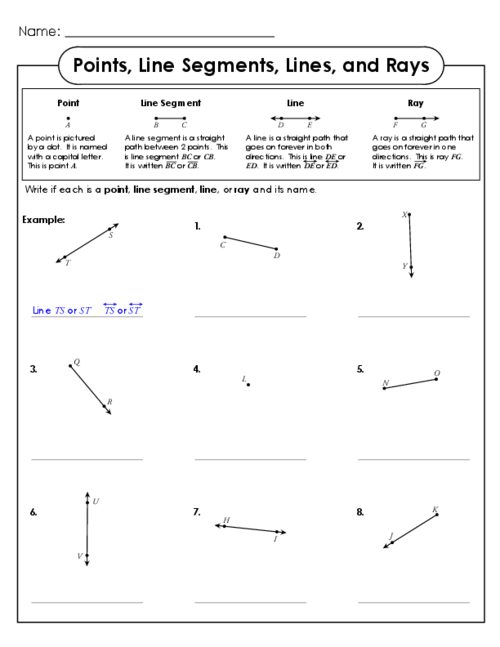 Lines Line Segments Rays And Angles Worksheets Worksheets Master