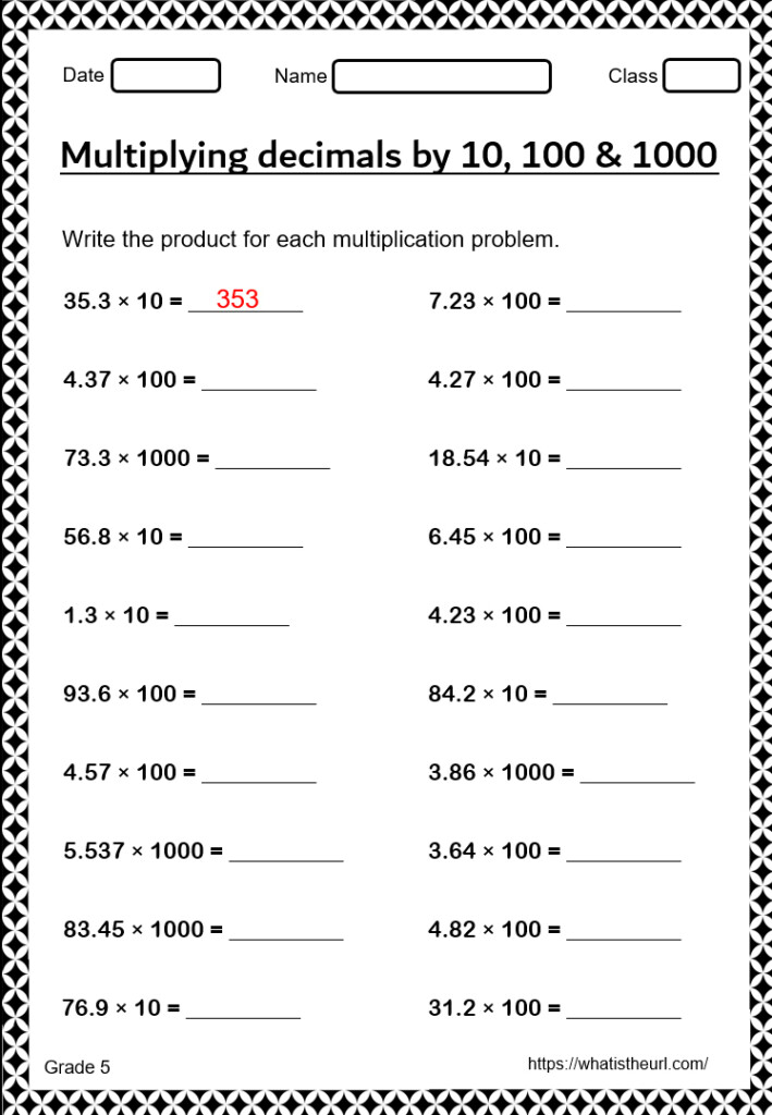 Math Multiplication Worksheet Of Negative Decimals Great Math Decimal 