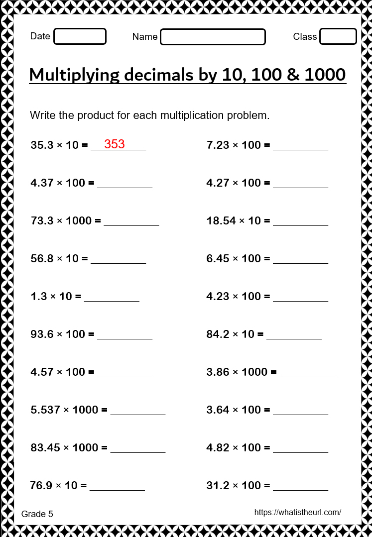 Math Multiplication Worksheet Of Negative Decimals Great Math Decimal 