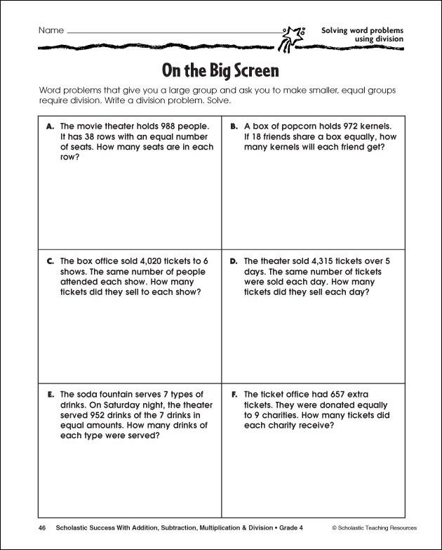 Math Word Problems Division With Remainders Word Problem Worksheets 