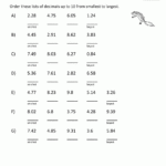 Math Worksheets 4th Grade Ordering Decimals To 2dp