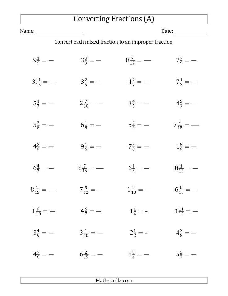 Mixed Fraction To Decimal Worksheet Improper Fractions Mixed 