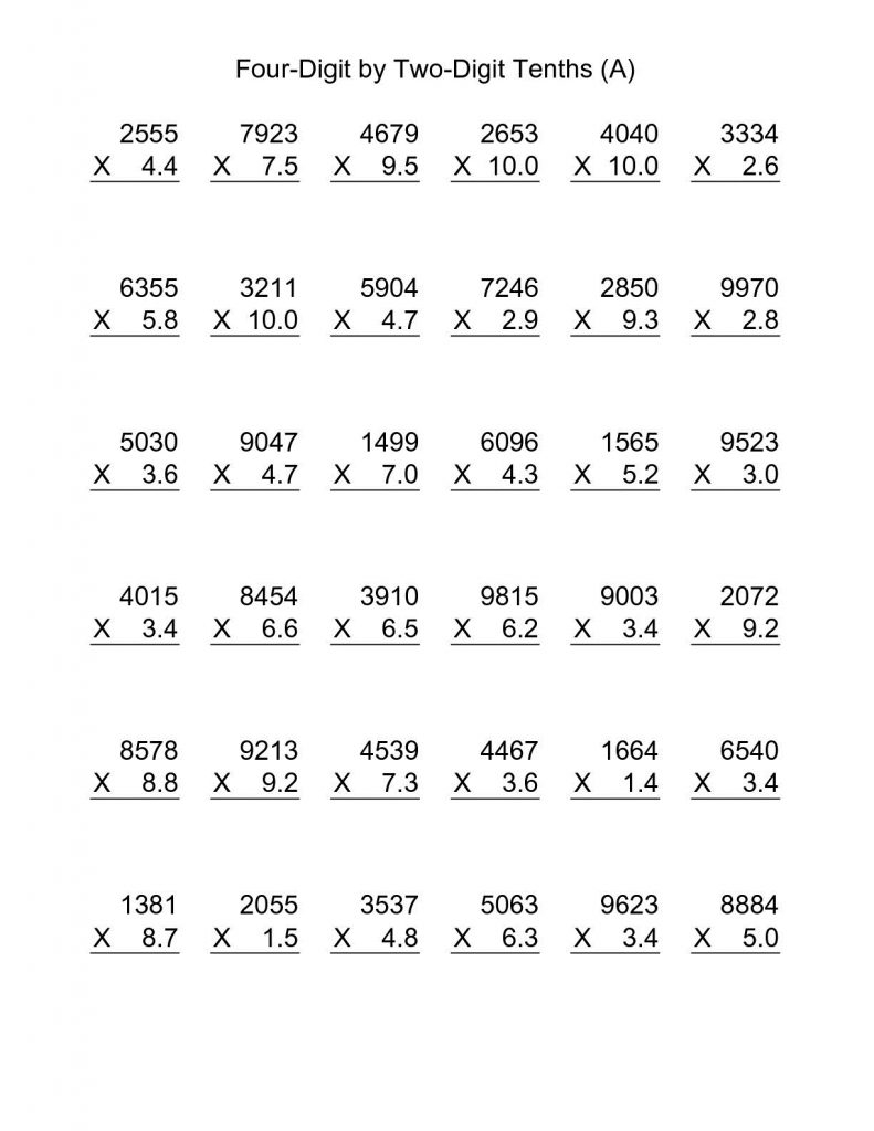 Multiplication worksheets with decimals photo dividing 6th grade the best