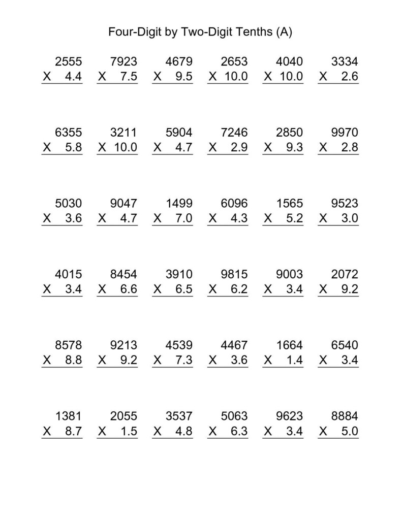 Multiplication worksheets with decimals photo dividing 6th grade the best