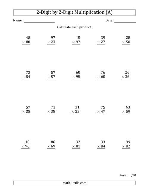 Multiplying 2 Digit By 2 Digit Numbers With Comma Separated Thousands A 