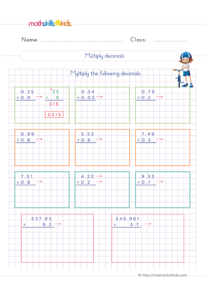 Multiplying And Dividing Decimals Worksheets 6th Grade PDF Math 