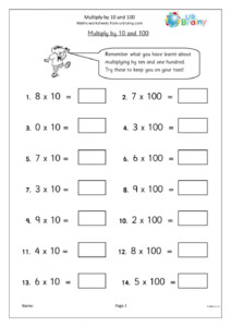 Multiplying And Dividing Decimal Numbers By 10 And 100 Worksheets ...