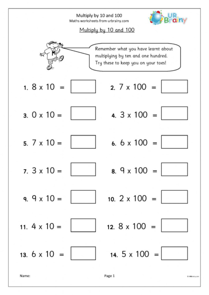 Multiplying Numbers By 10 100 And 1000 Worksheets Pdf