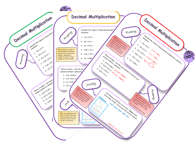 Multiplying Decimals Differentiated Mastery Worksheets Teaching 