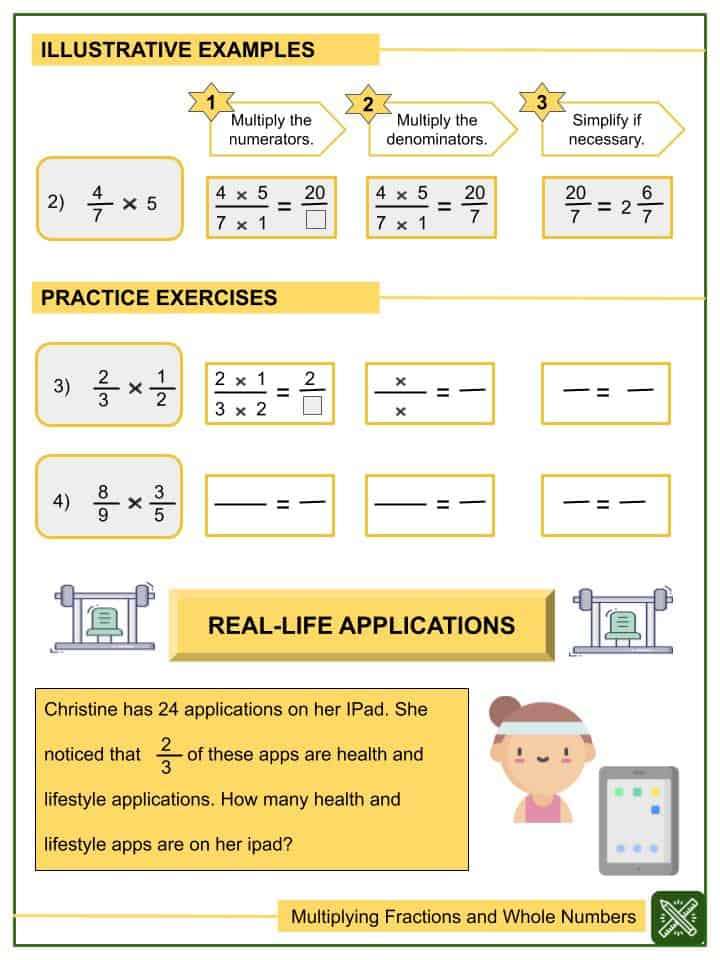 Multiplying Fractions And Whole Numbers 5th Grade Math Worksheets 5th 