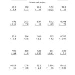 Multiplying Three Digit By Two Digit With Various Decimal Places A