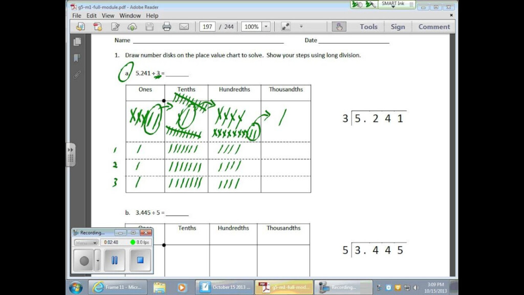 October 15 Math Module 1 Lesson 14 Division With Decimals Using Place 