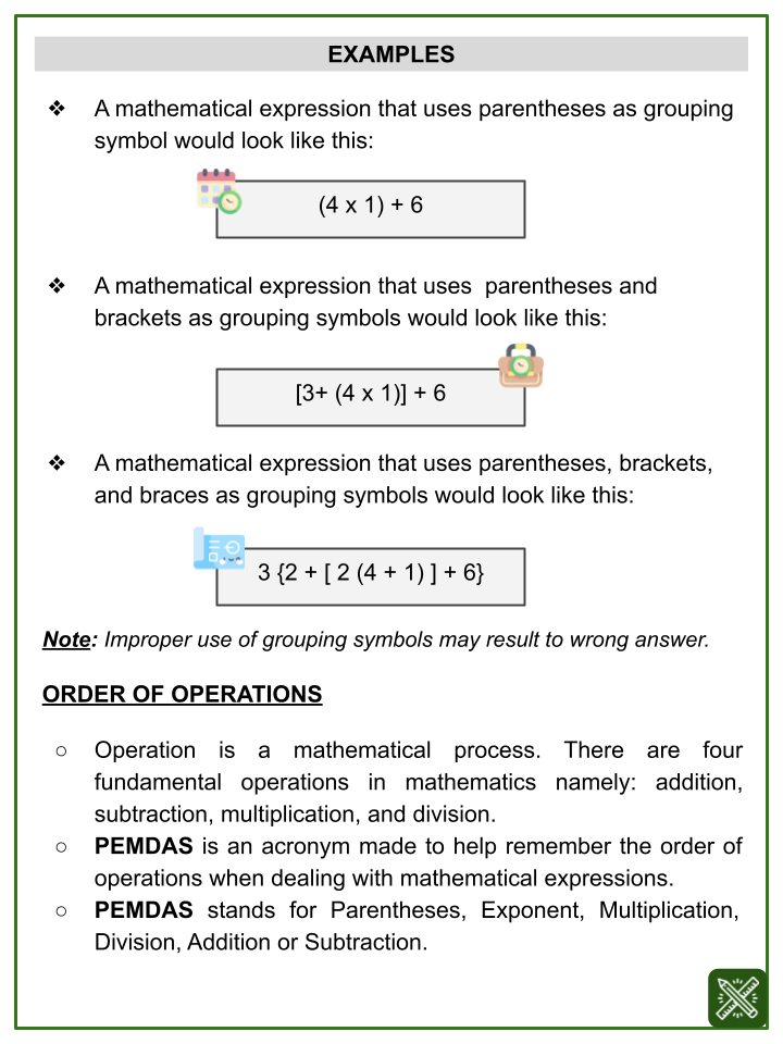 Order Of Operations PEMDAS Themed Math Worksheets Age 9 11