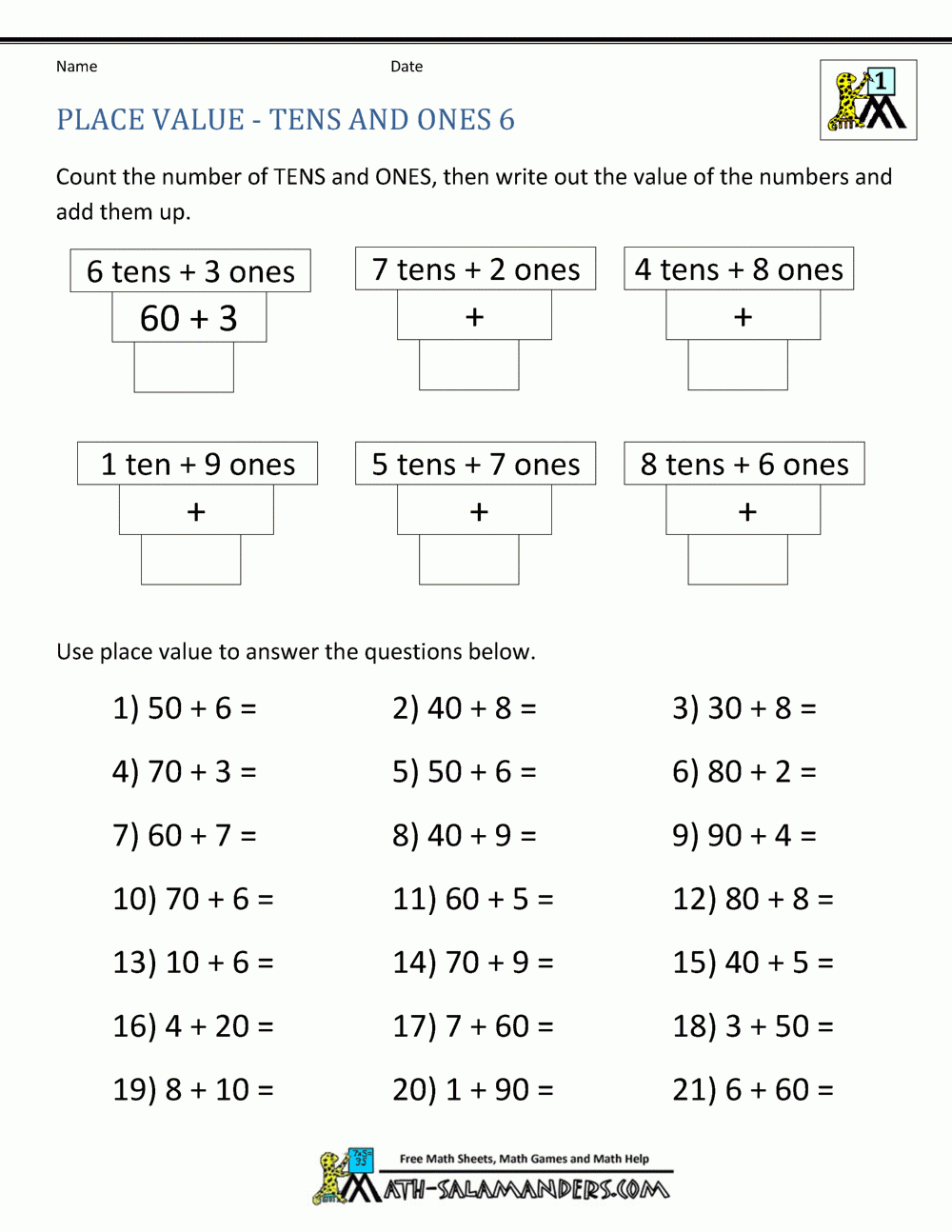 Place Value First Grade Worksheets Db excel