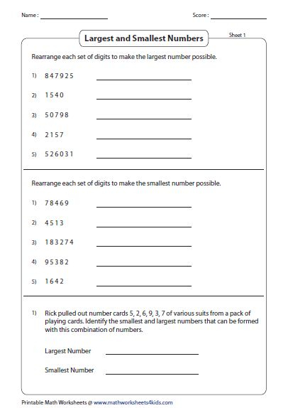 Place Value Thousands Write The Largest And Smallest Numbers Place 