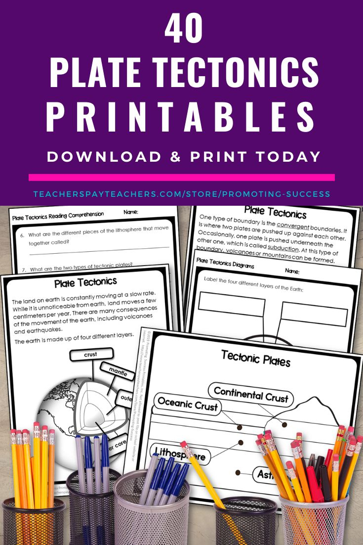 Plate Tectonics Middle School Activity Worksheets For Teaching Kids 4th