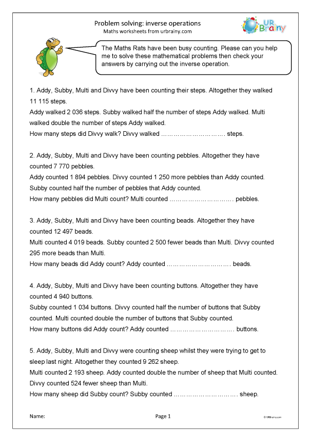 inverse operations problem solving year 3