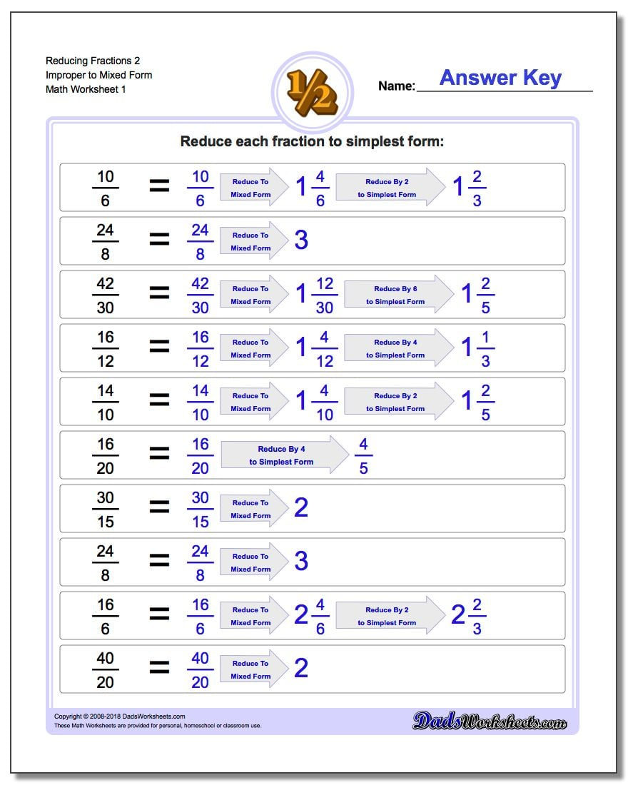 Reducing Improper Fractions