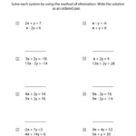 Solving Systems Of Equations By Elimination Worksheets Math Monks