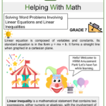 Solving Word Problems Involving Linear Equations Math Worksheets