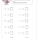 Subtracting Fractions From 1 Fraction And Decimal Worksheets For Year