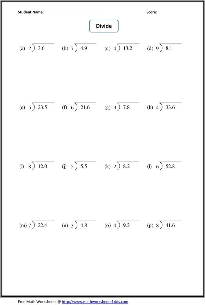 Teach Child How To Read Free Printable Decimals Worksheets Grade 5