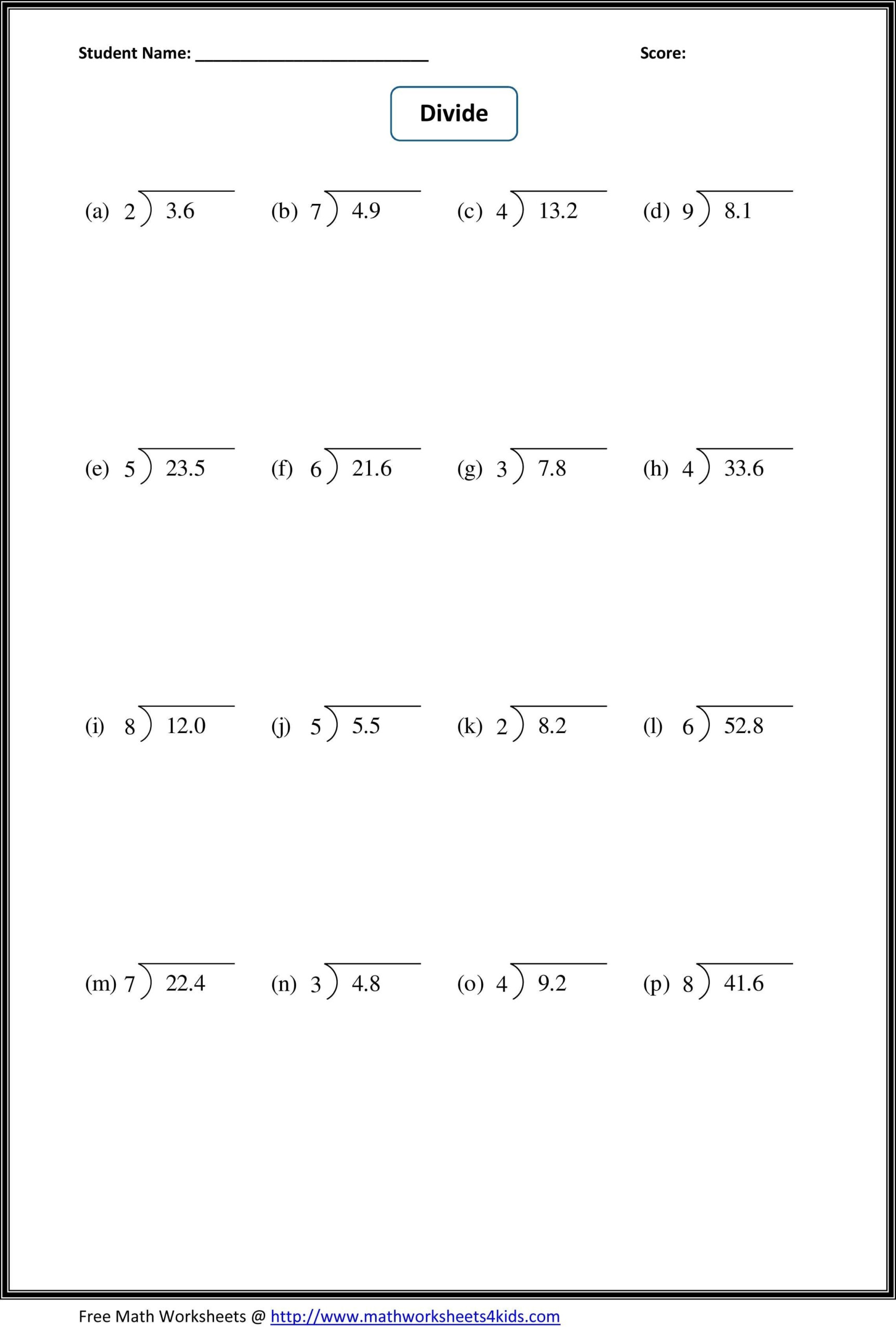 Teach Child How To Read Free Printable Decimals Worksheets Grade 5