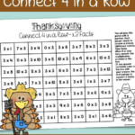 Thanksgiving Math Game Multiplication 4 In A Row Thanksgiving