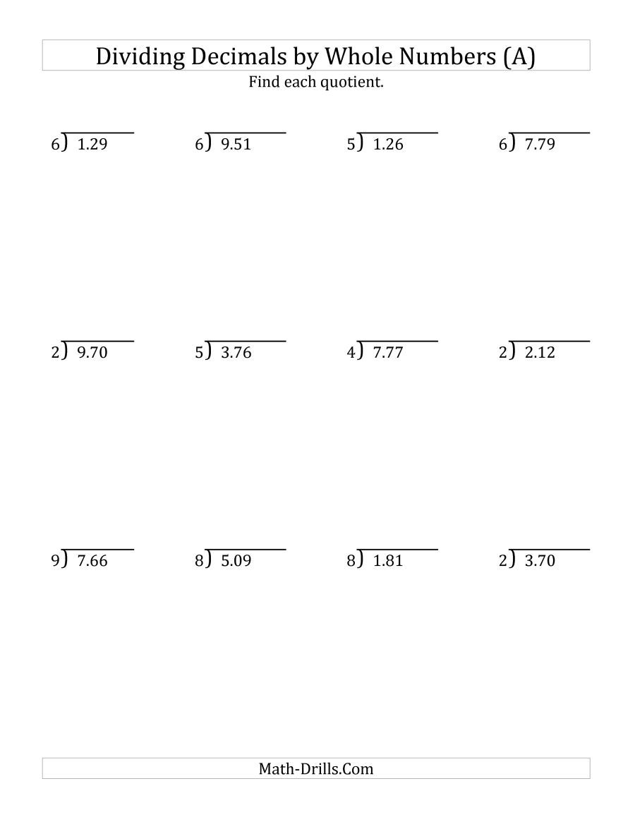 The Dividing Hundredths By A Whole Number A Math Worksheet From The