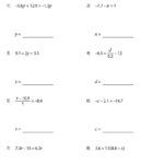 Two Step Equations With Decimals Worksheets