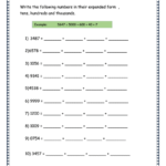 Worksheet 1 Write The Following Numbers In Their Expanded Form