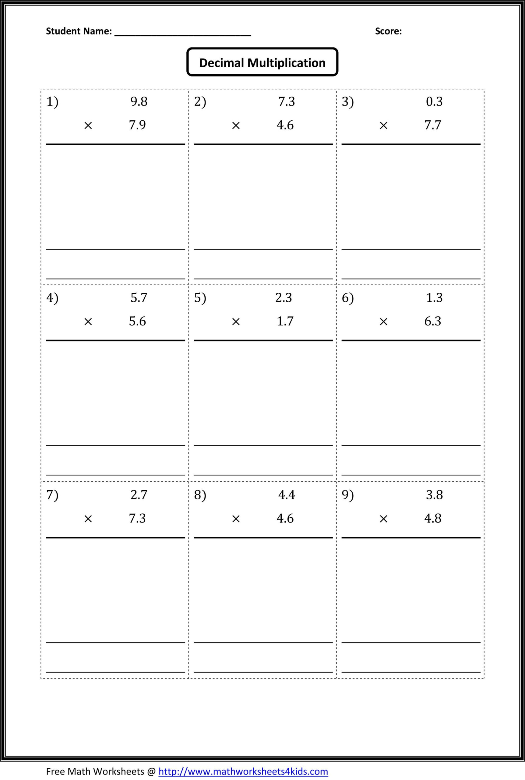 Worksheet Multiplying Decimals Jack Cook s Multiplication Worksheets