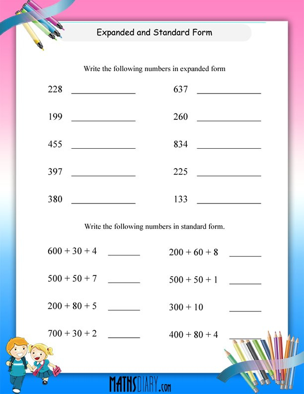 Writing Numbers In Expanded And Standard Form Math Worksheets 