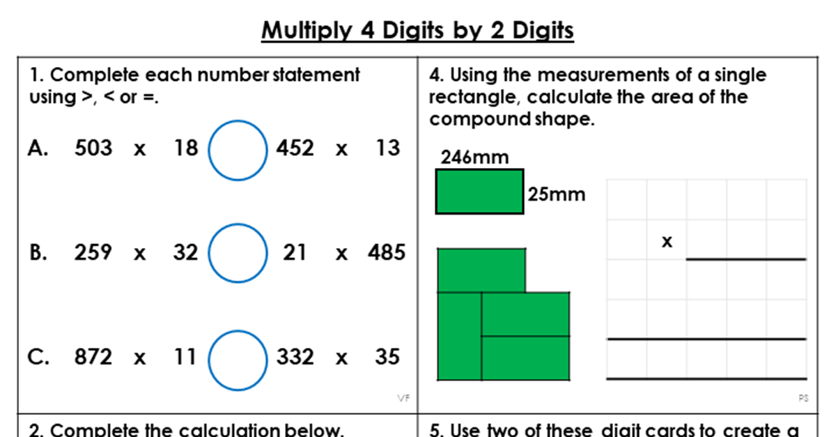 Year 6 Multiply 4 Digits By 2 Digits Lesson Classroom Secrets